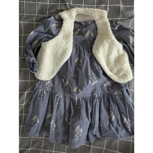 Nutmeg dress with flurry borg sherpa gilet sweater vest